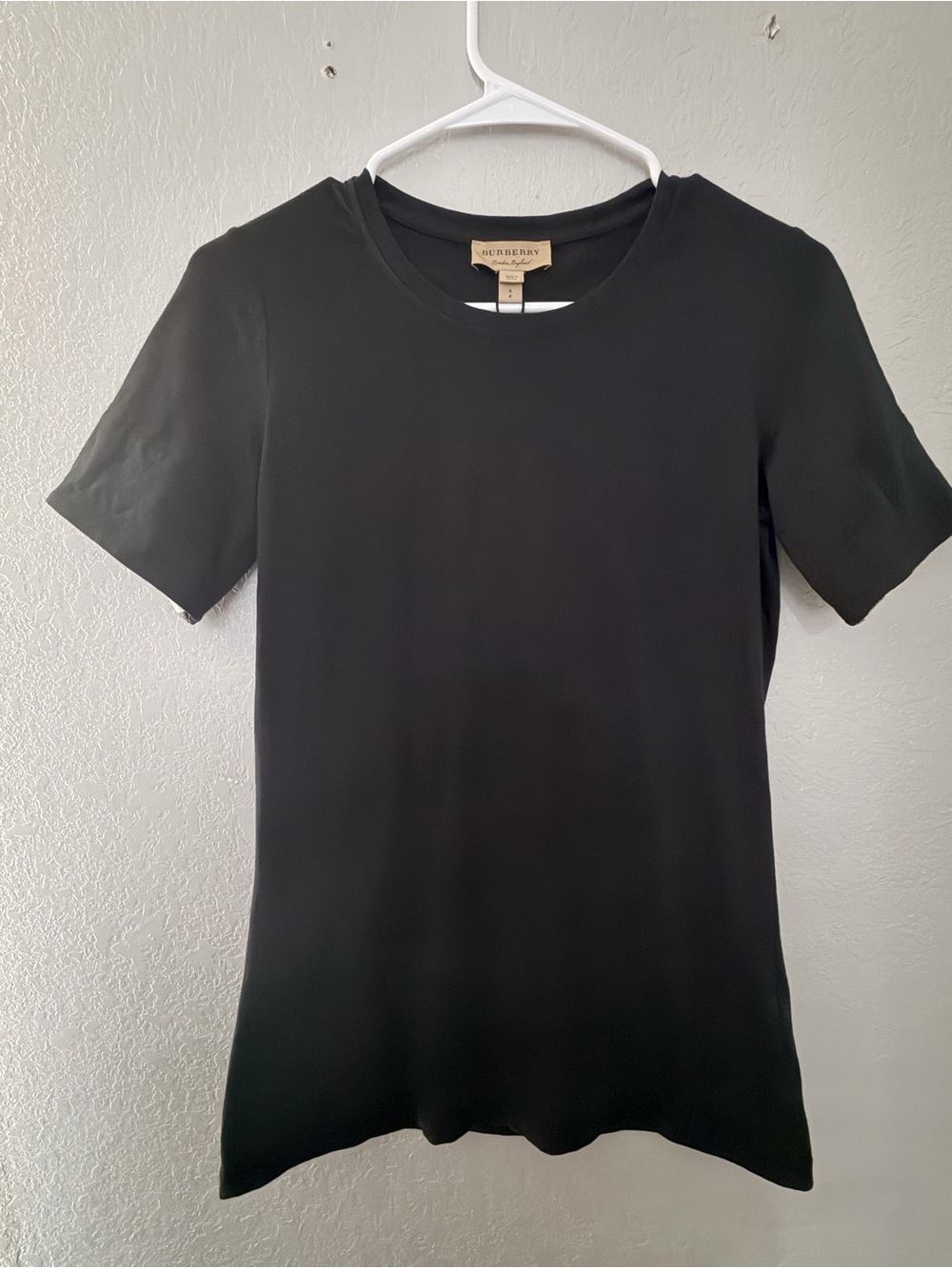 Burberry Black Tee with Signature Check Cuff - Picture 2 of 10